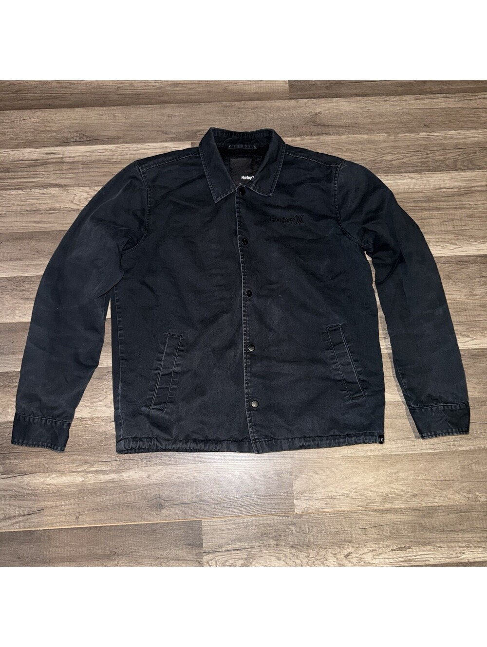Hurley Men’s Black MVP Twill Snap Closure Jacket Size Medium